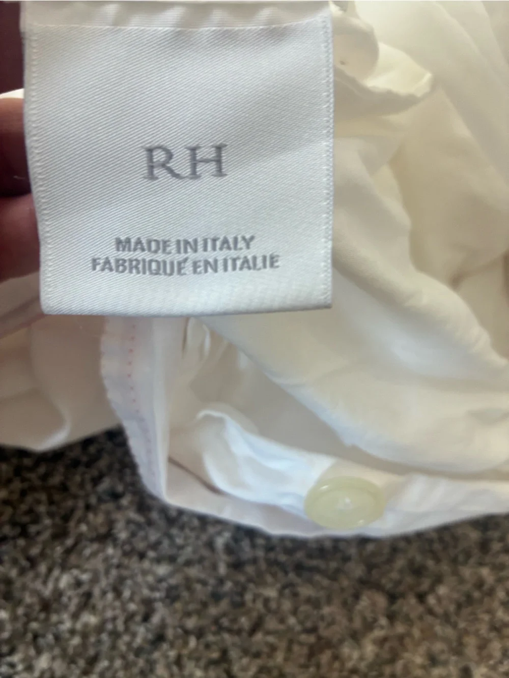 Restoration Hardware Queen Duvet Made in Italy White with Red Border